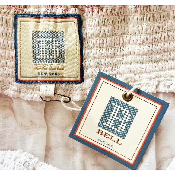 Alicia Bell Kat Criss Cross Halter Maxi Dress Pink Gold Motif Size Large NEW - Picture 12 of 13